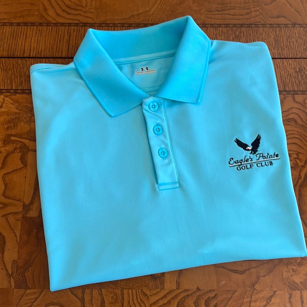 Under Armour Golf Polo Shirt w Eagle’s Point Golf Club Logo /Crest UA  *READ*